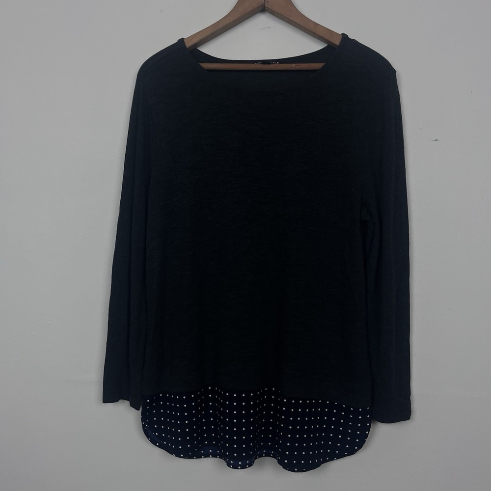 J.Crew Mercantile Womens Navy Polka Dot Layered Hem Top J7339 Size M